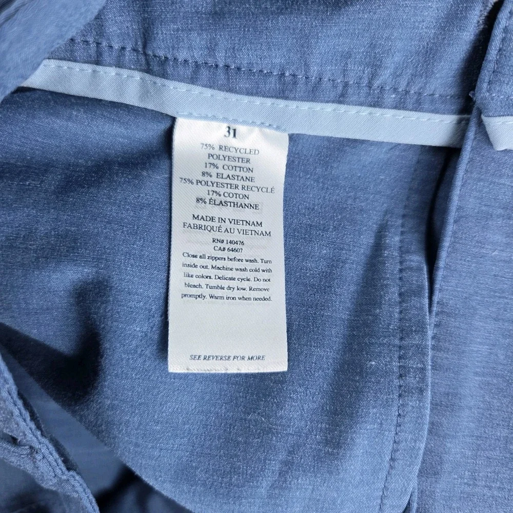 Faherty All Day Shorts Mens 31(32) Blue Stretch Casual Beachy Surfer Drawstring